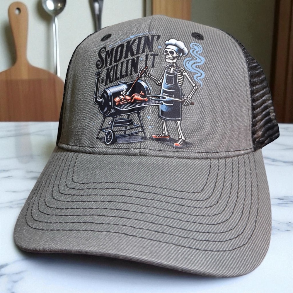 Skull Grilling Trucker Hat